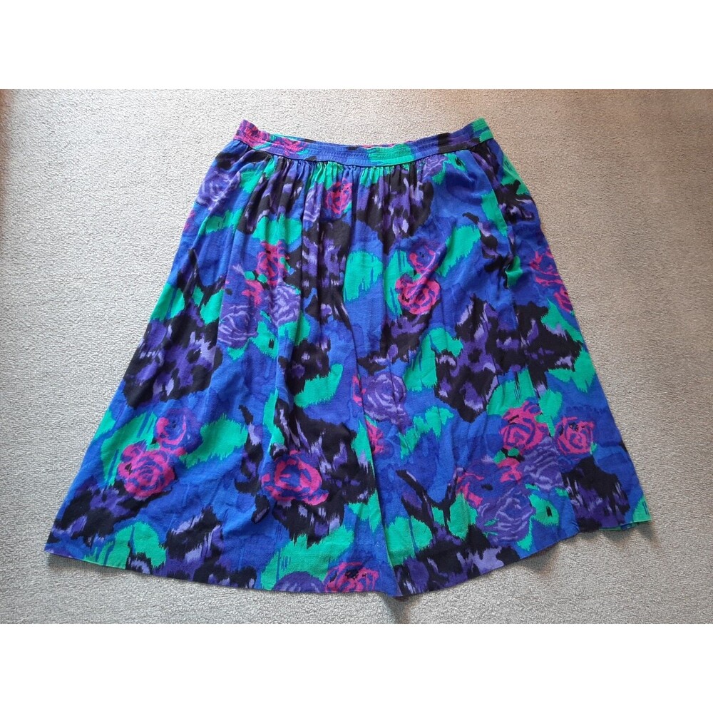 George Yazbek for Gordon Peters Medium M Floral Skirt knee length Blue Womens
